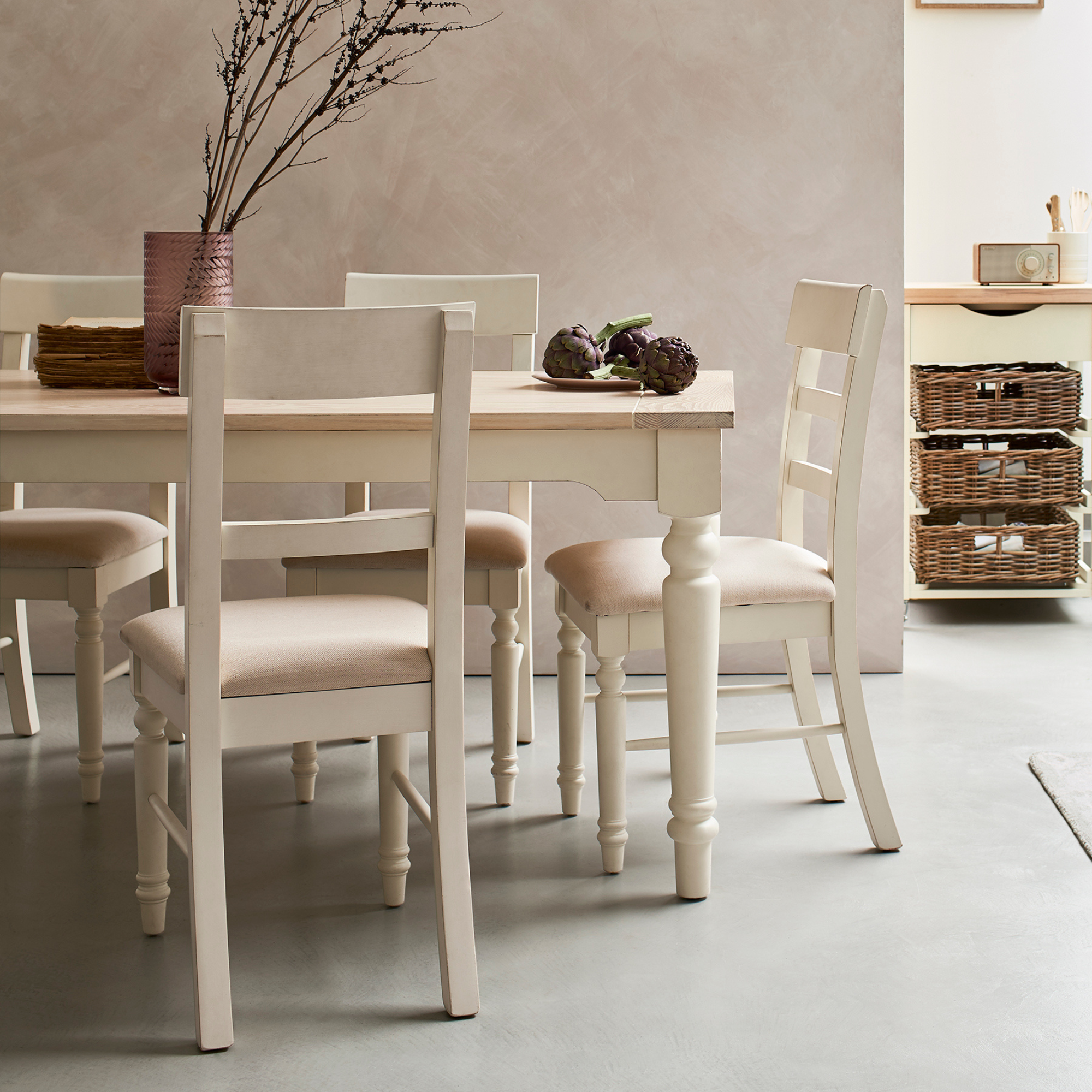 Dorset White Pair of Upholstered Dining Chairs