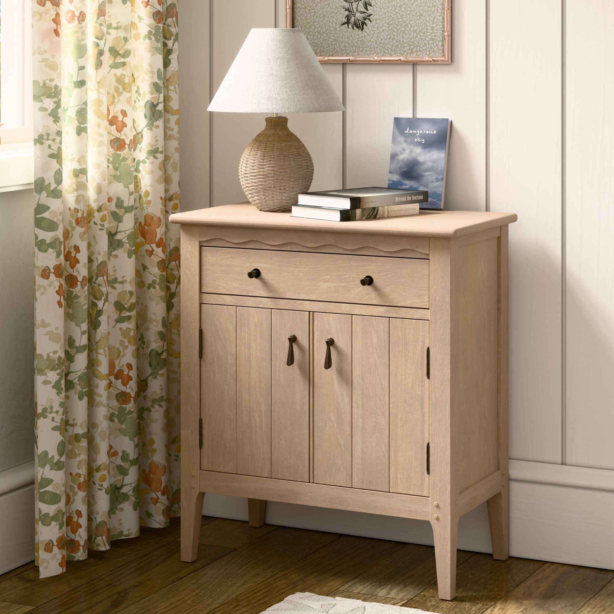 Calford Washed Oak 2 Door 1 Drawer Cabinet