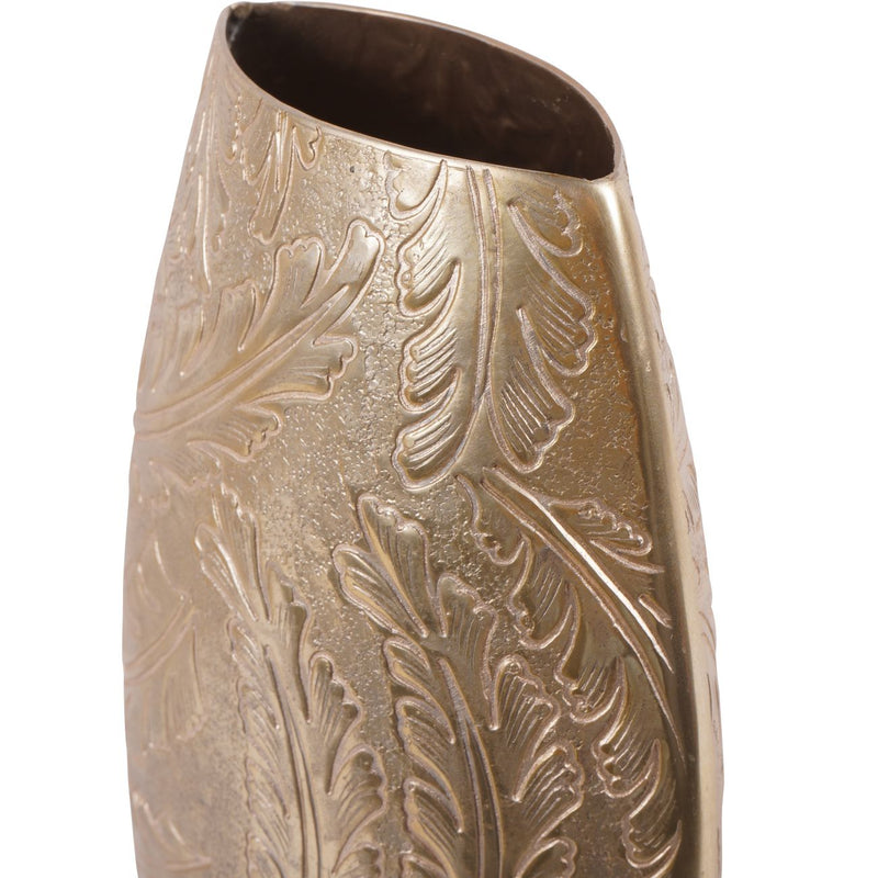 Winspear Gold Leaf Embossed Oval Barrel Large Vase