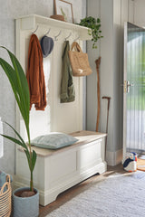 Dorset White Tall Bench with Coat Stand