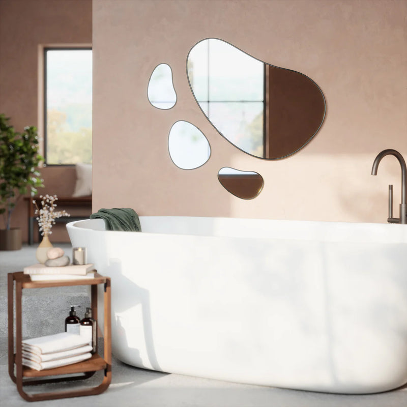 Hubba Pebble Metallic-Titanium Wall Mirrors Set of 3