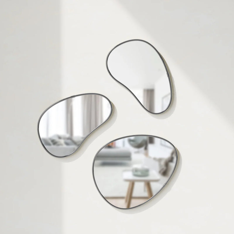 Hubba Pebble Metallic-Titanium Wall Mirrors Set of 3