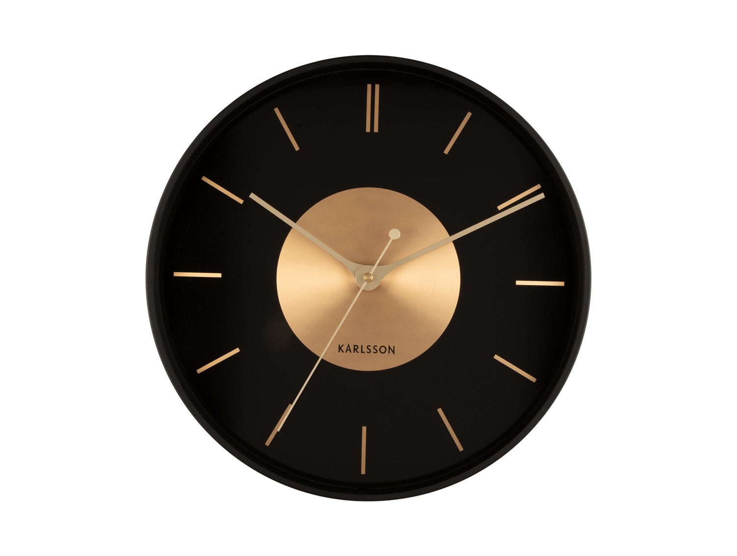 Karlsson Gold Disc Wall Clock with Iron Black & Brushed Gold Face