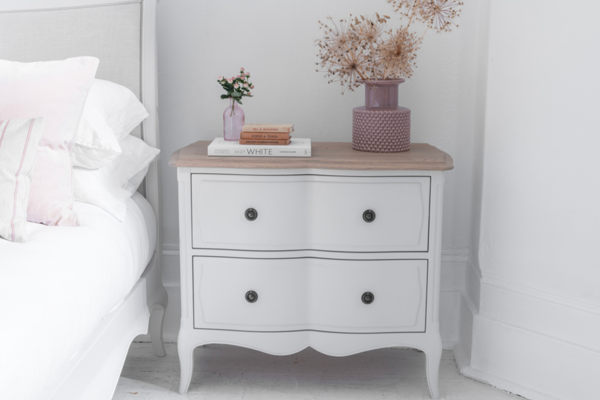Amelie 2 Drawer Wide Bedside Table