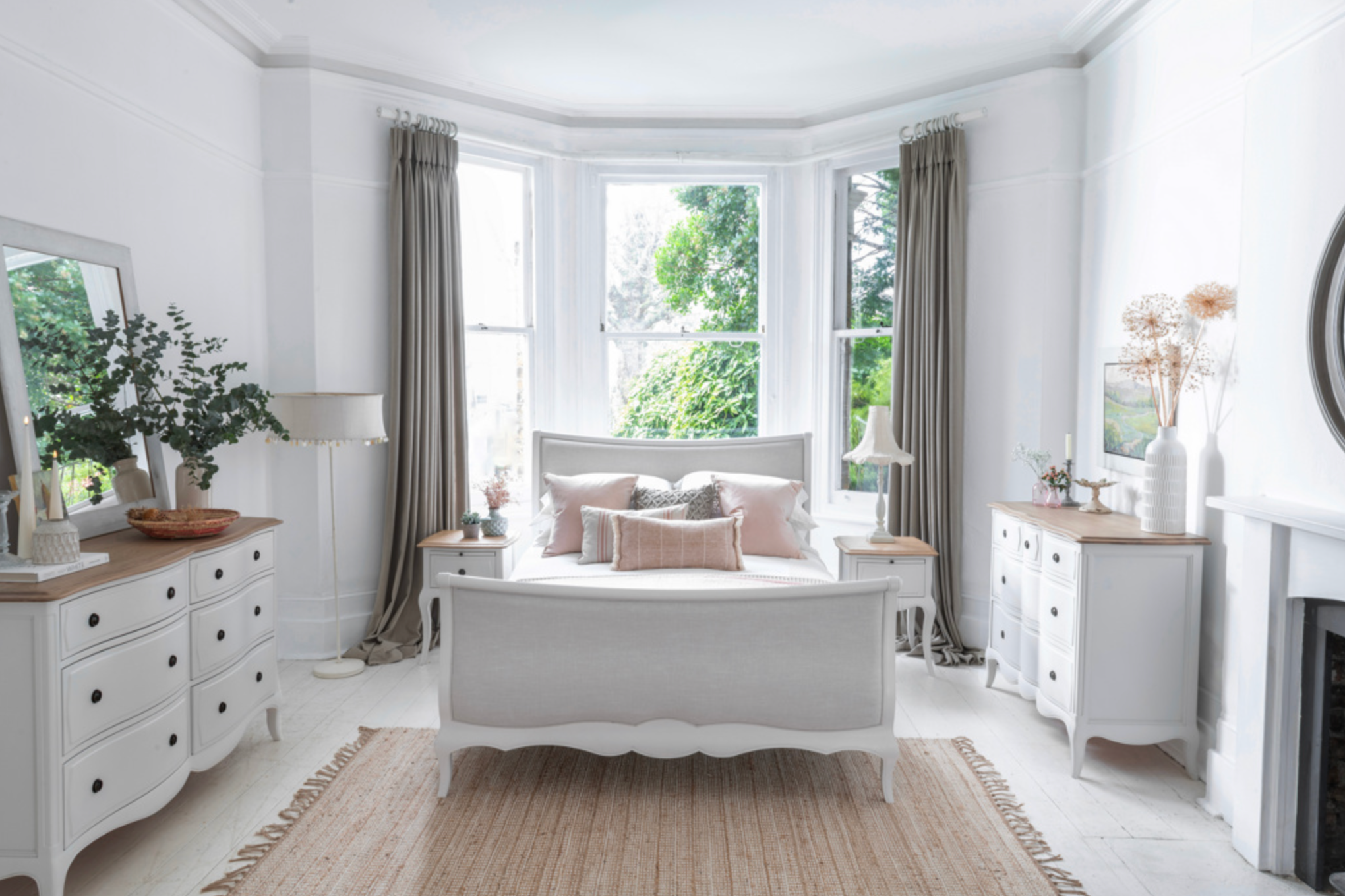 Amelie 2 Drawer Wide Bedside Table