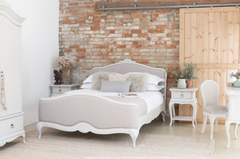 Etienne Grey Upholstered Headboard Bed Frame