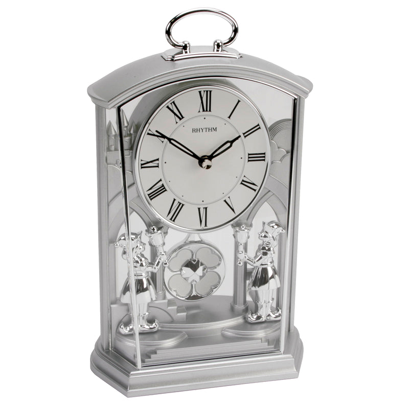 Silver Footmen Pendulum Carriage Clock