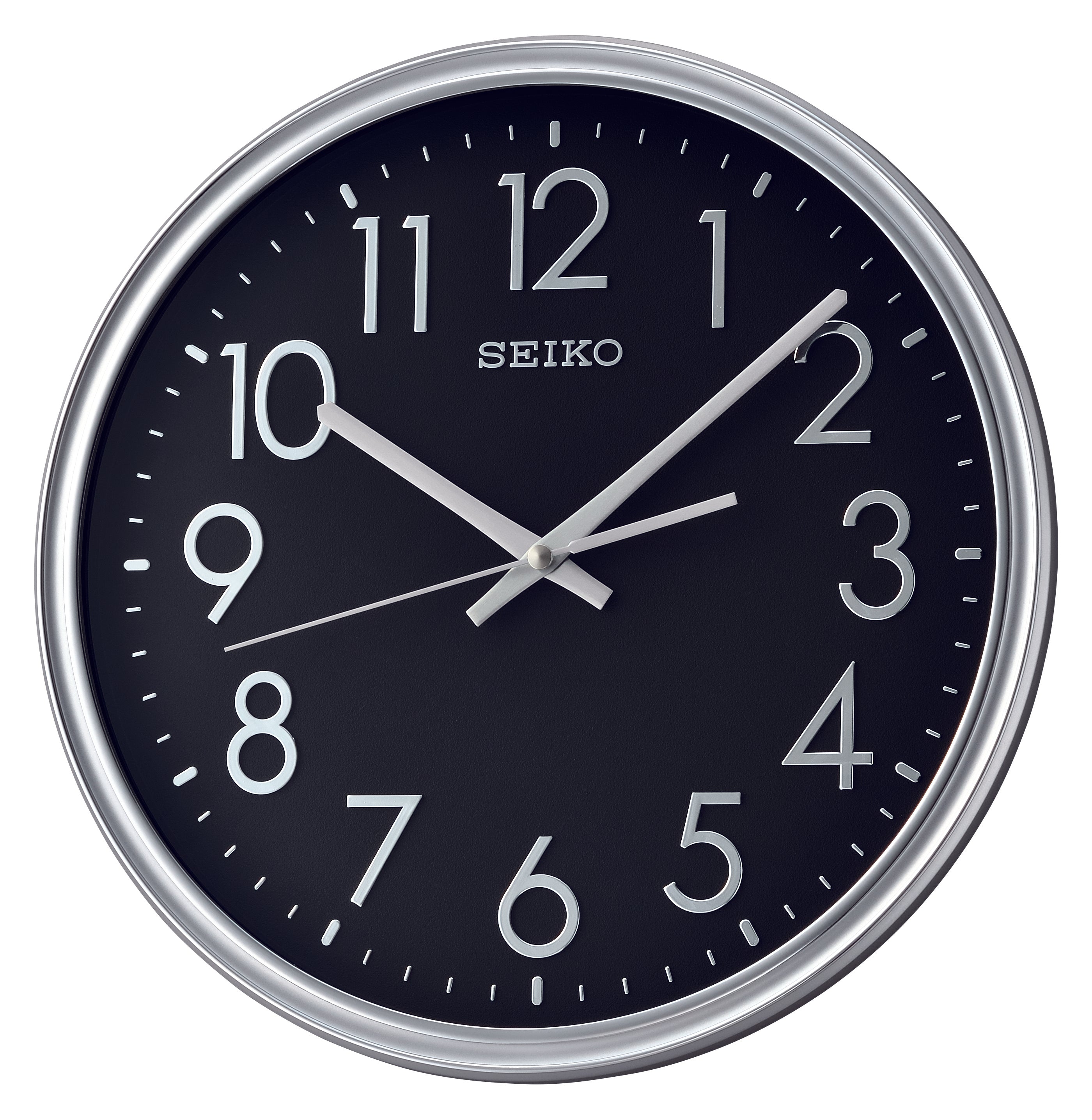 Seiko Wall Clock with Silver Details, Black QXA744S Plum Retail