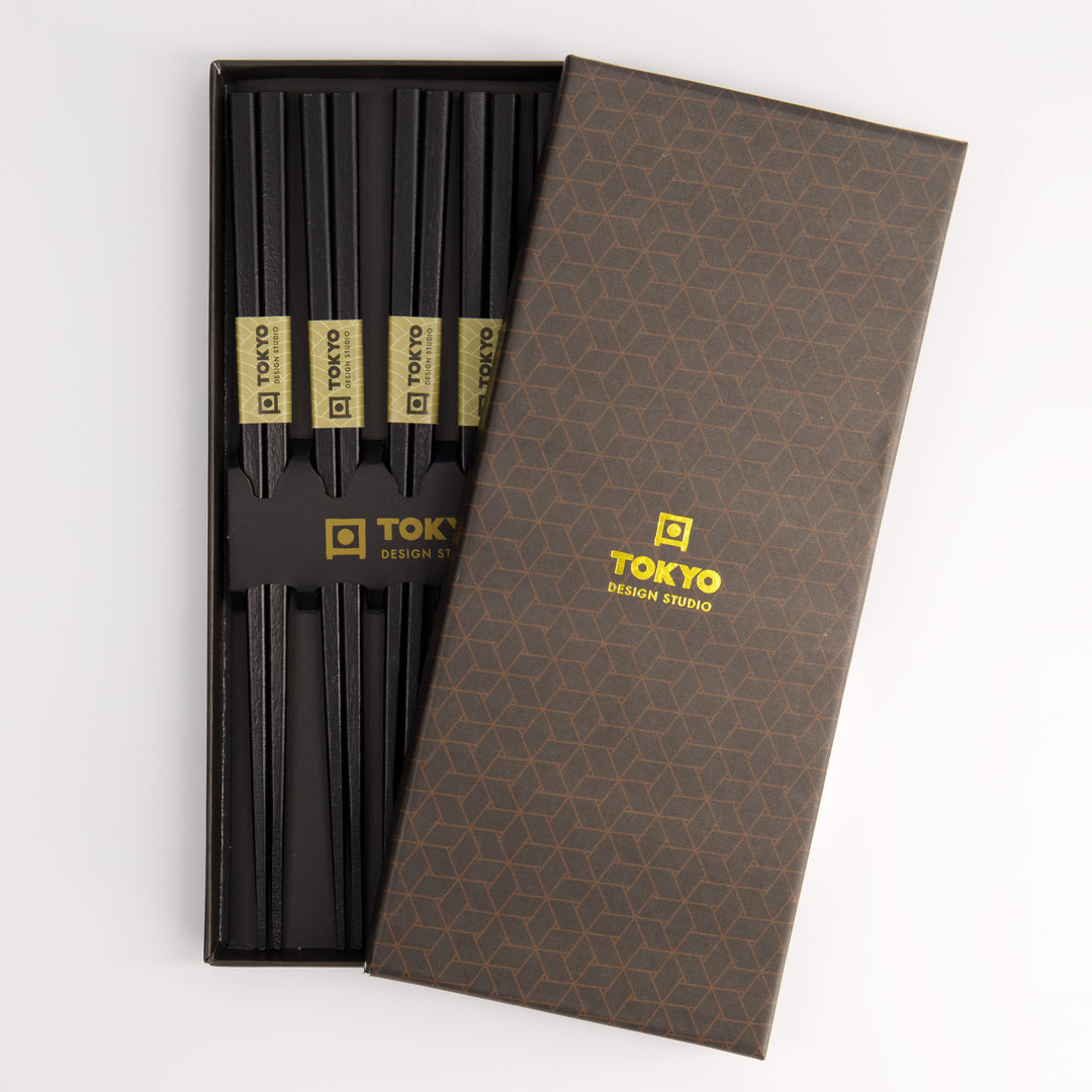 Wooden Chopstick Set of 5 - Black Square Gift Box