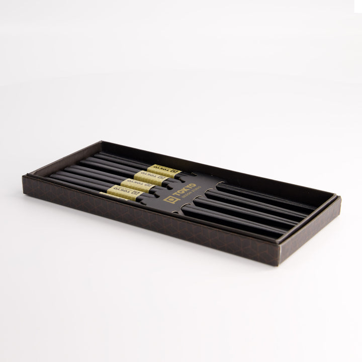 Wooden Chopstick Set of 5 - Black Square Gift Box