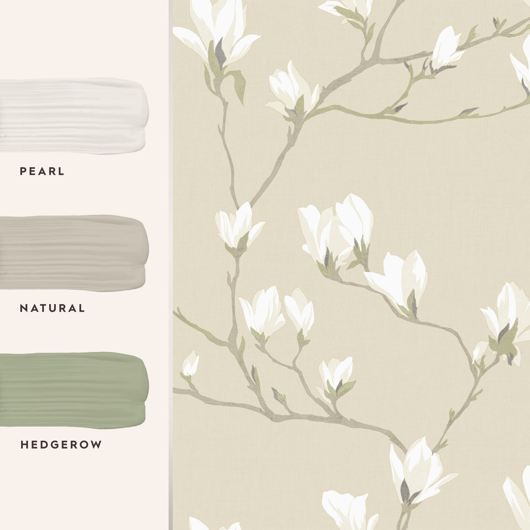 Magnolia Grove Natural Wallpaper