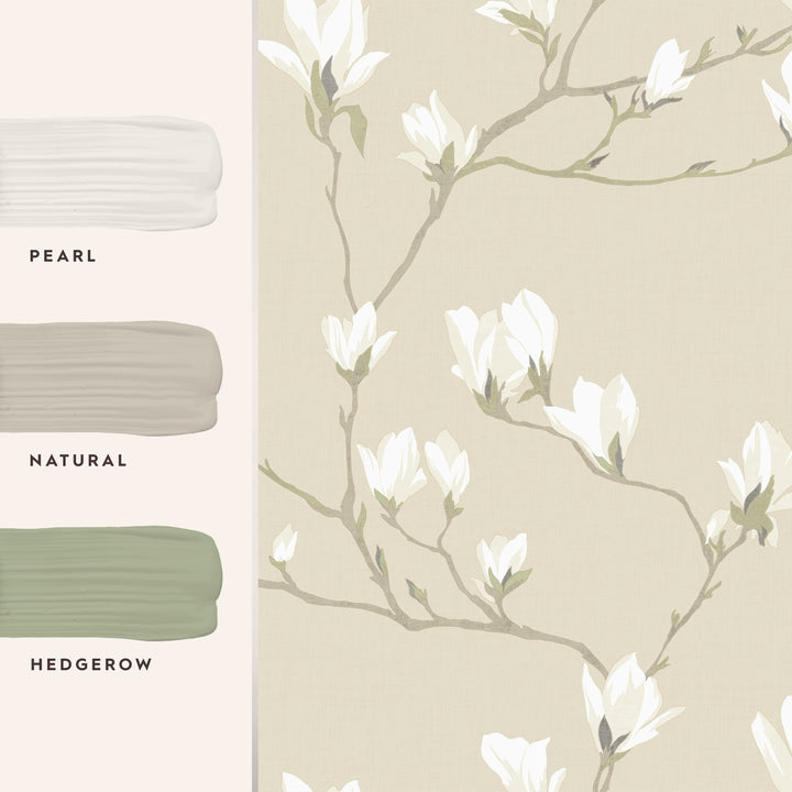 Magnolia Grove Natural Wallpaper