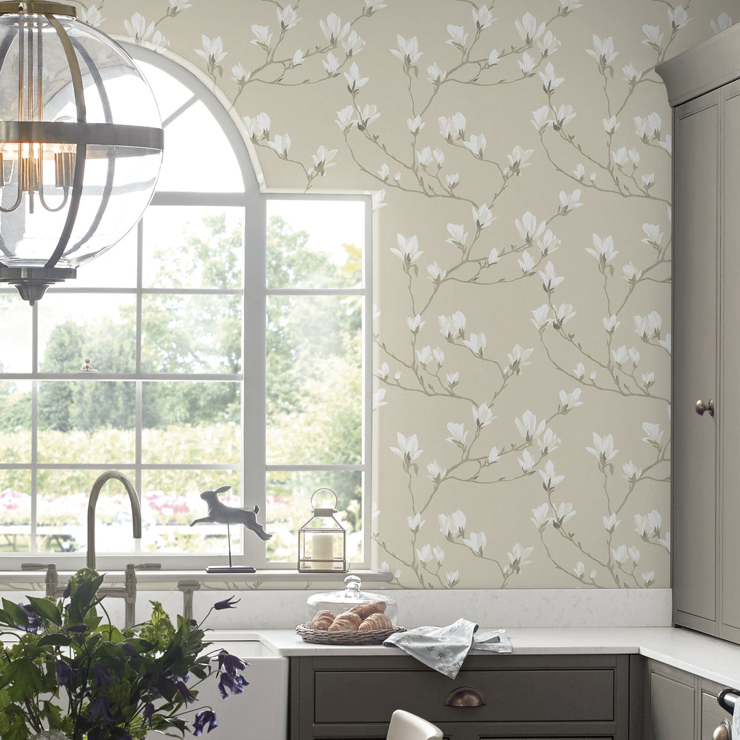 Magnolia Grove Natural Wallpaper