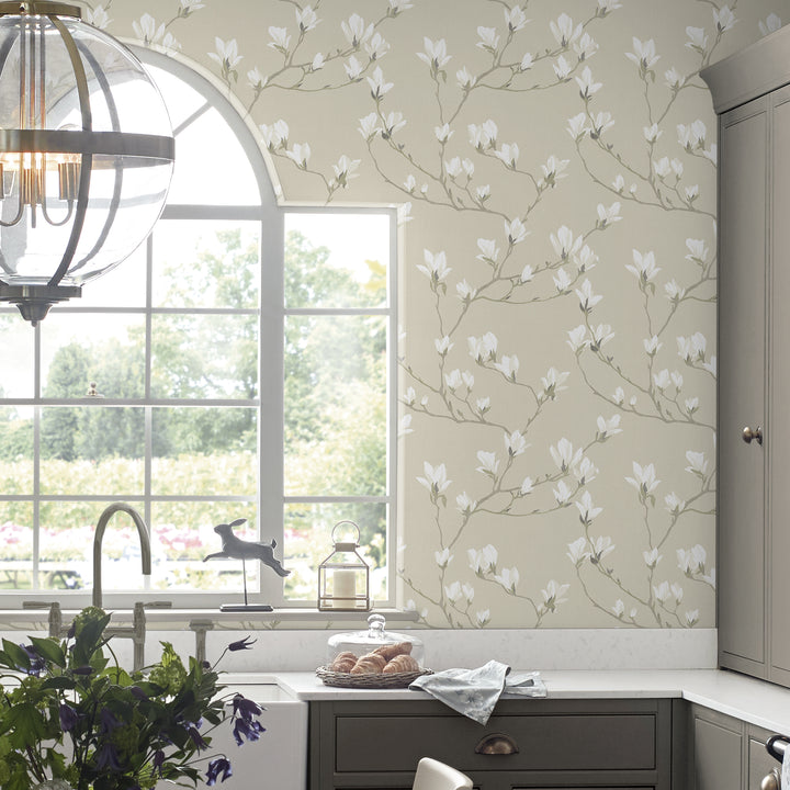 Magnolia Grove Natural Wallpaper