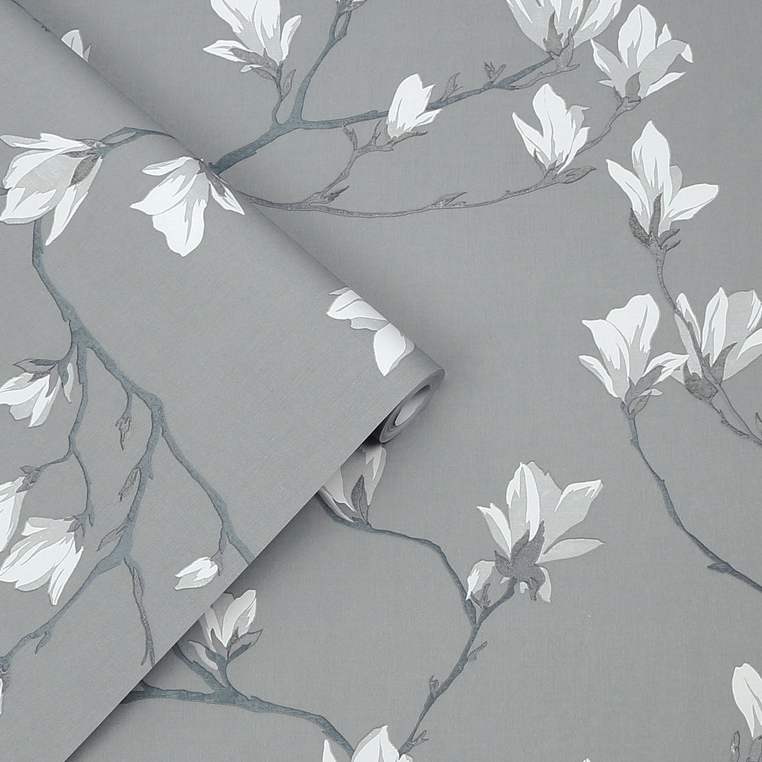 Magnolia Grove Slate Wallpaper