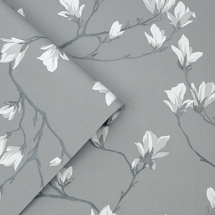 Magnolia Grove Slate Wallpaper