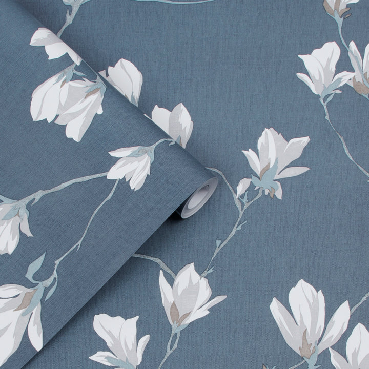Magnolia Grove Dusky Seaspray Wallpaper