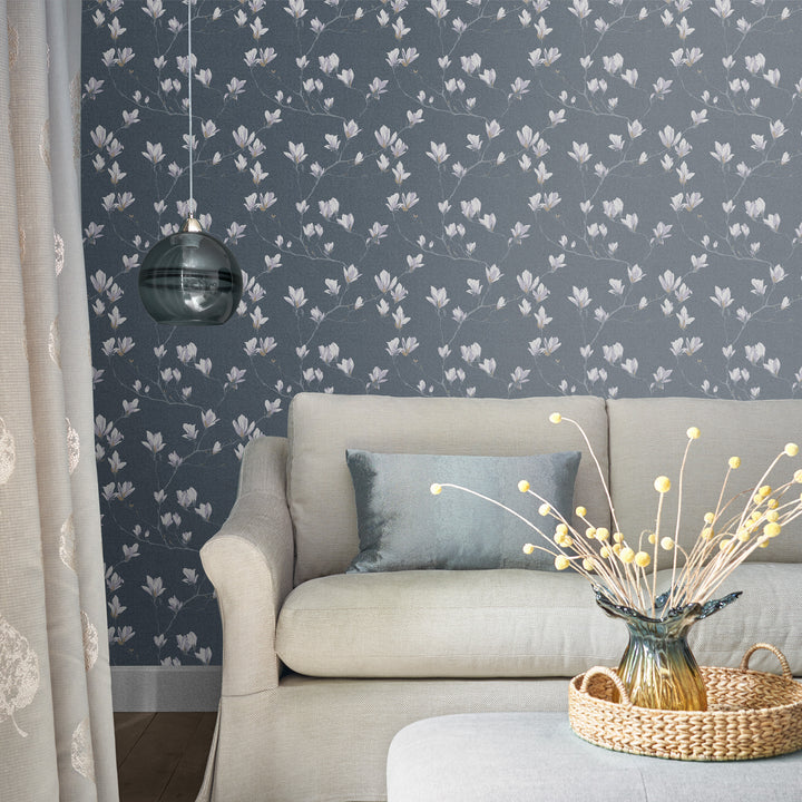 Magnolia Grove Dusky Seaspray Wallpaper