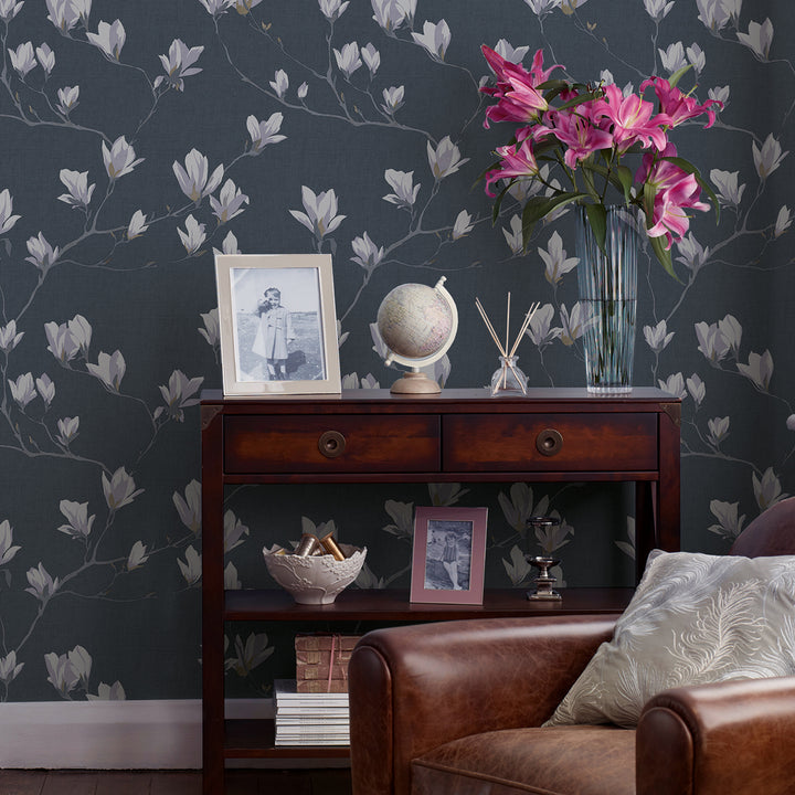Magnolia Grove Dusky Seaspray Wallpaper