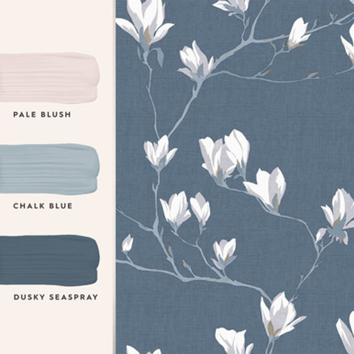 Magnolia Grove Dusky Seaspray Wallpaper