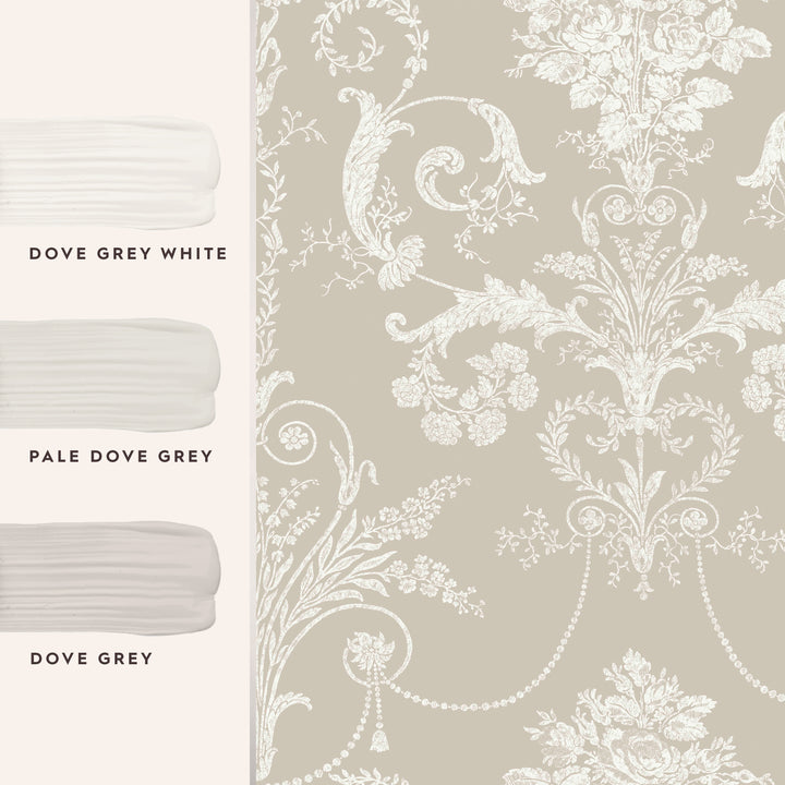 Josette White / Dove Grey Wallpaper