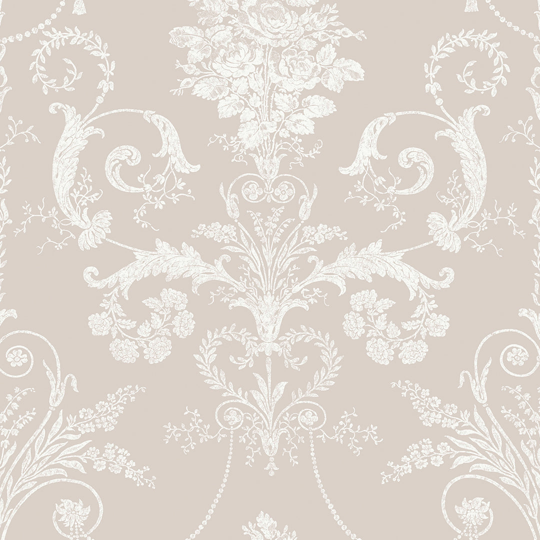 Josette White / Dove Grey Wallpaper