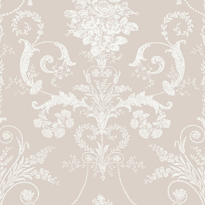 Josette White / Dove Grey Wallpaper
