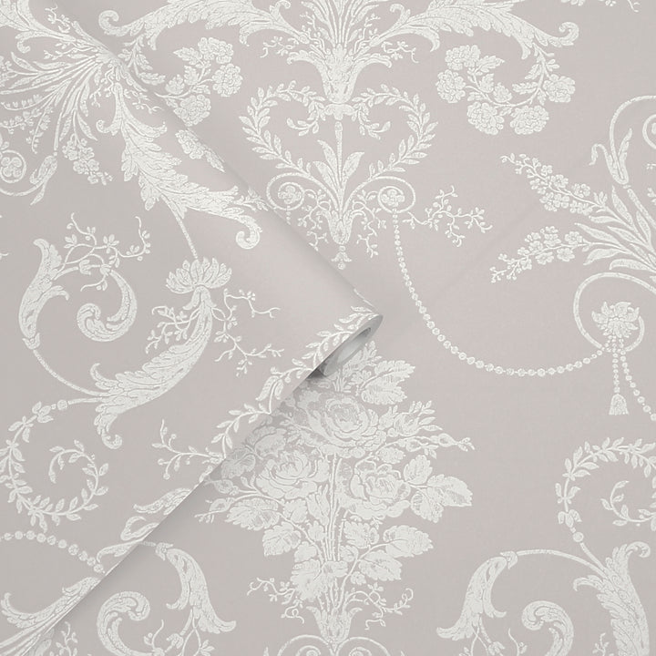 Josette White / Dove Grey Wallpaper