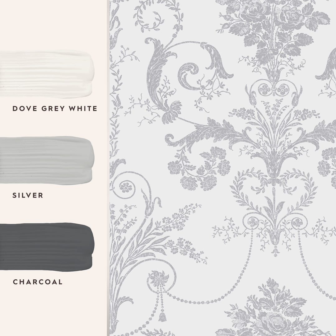 Josette Metallic Silver Wallpaper
