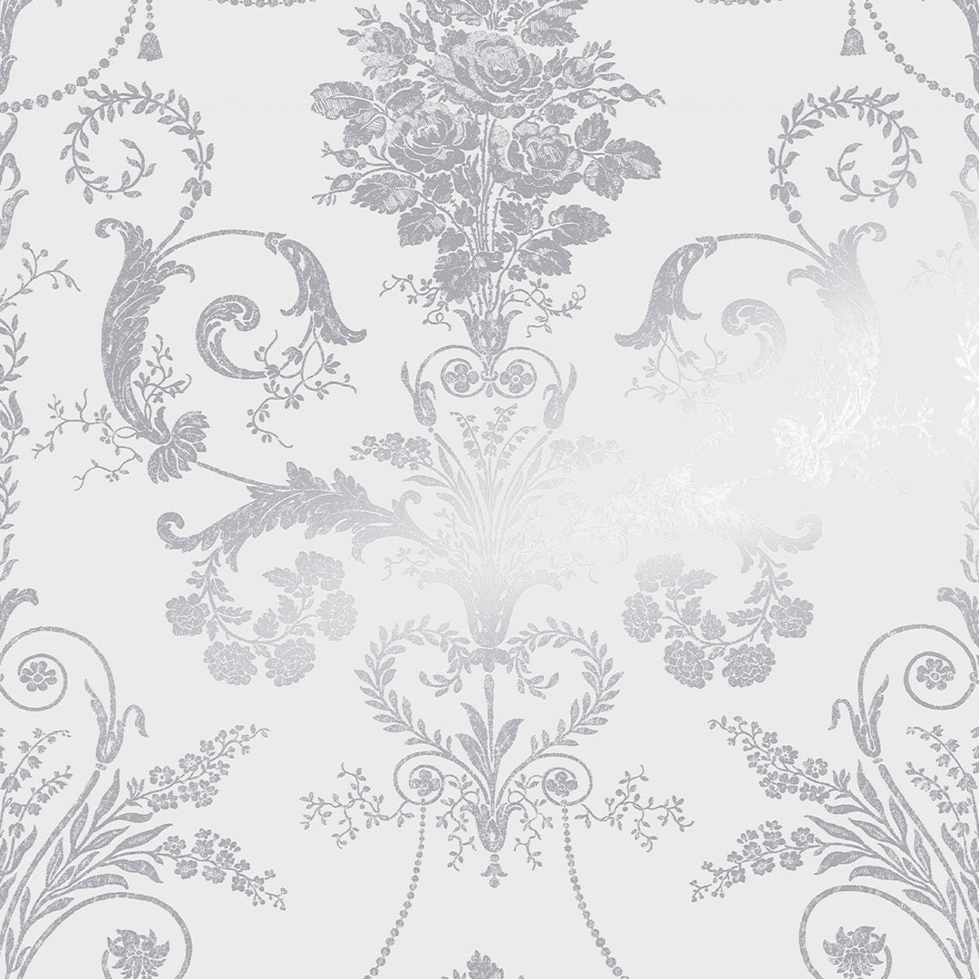 Josette Metallic Silver Wallpaper