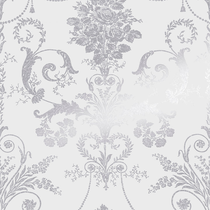 Josette Metallic Silver Wallpaper
