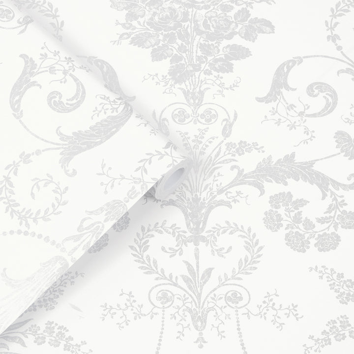 Josette Metallic Silver Wallpaper