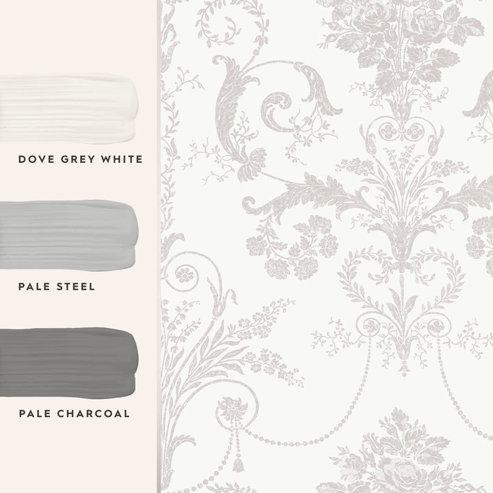 Josette Dove Grey / White Wallpaper