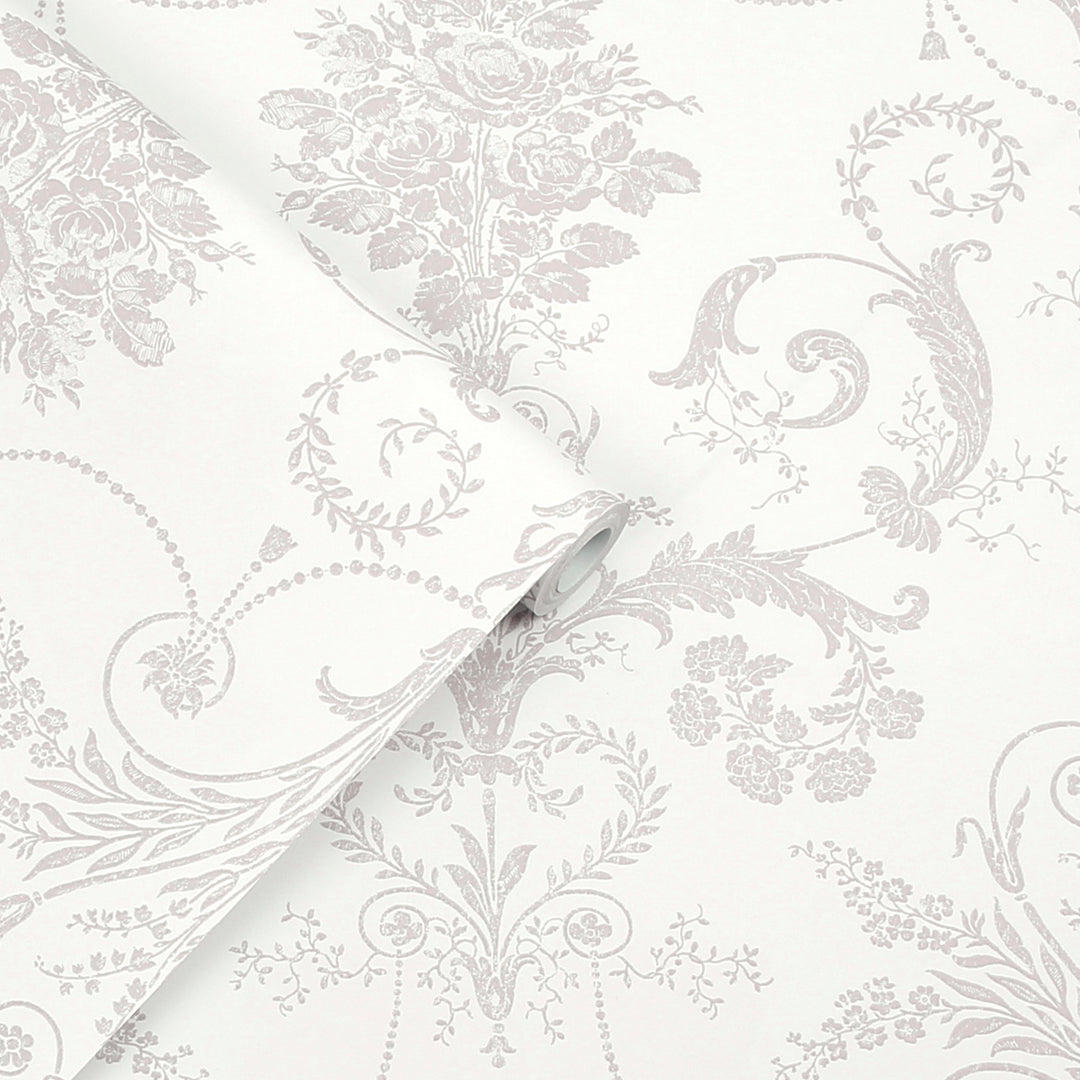 Josette Dove Grey / White Wallpaper