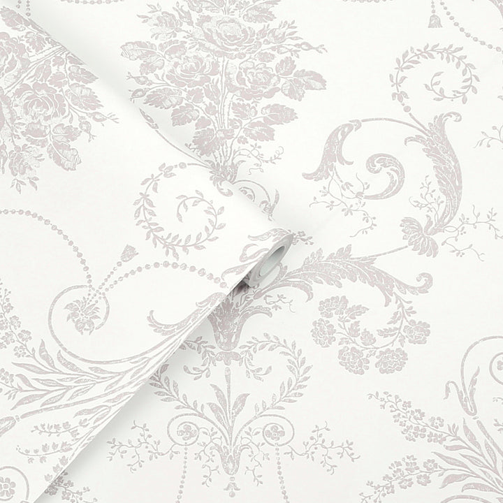 Josette Dove Grey / White Wallpaper