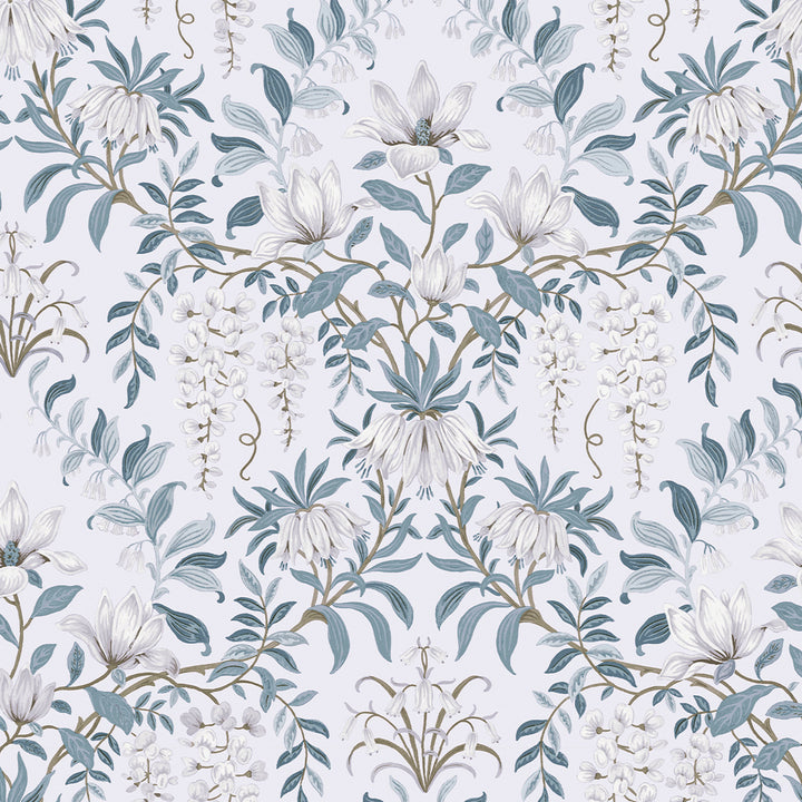 Parterre Off White / Seaspray Wallpaper