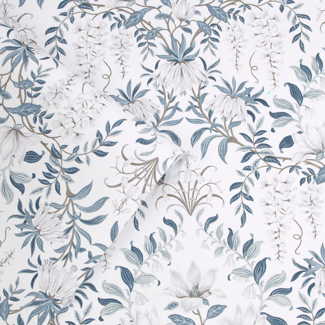 Parterre Off White / Seaspray Wallpaper