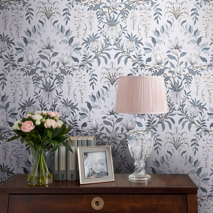 Parterre Off White / Seaspray Wallpaper