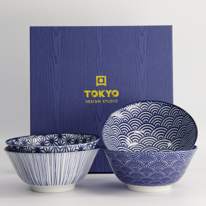 Nippon Blue Tayo Bowl 500 ml Gift Set of 4