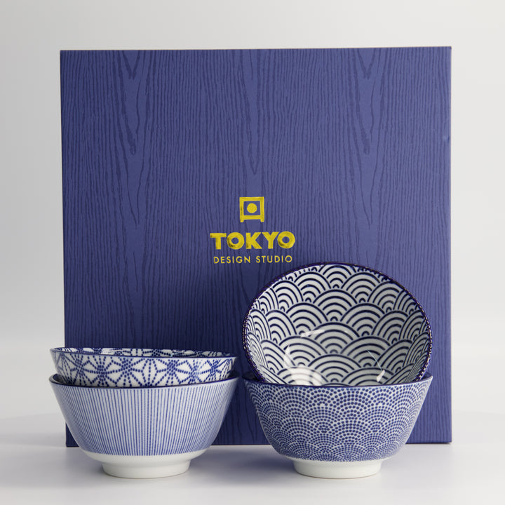 Nippon Blue Rice Bowl 300 ml Gift Set of 4