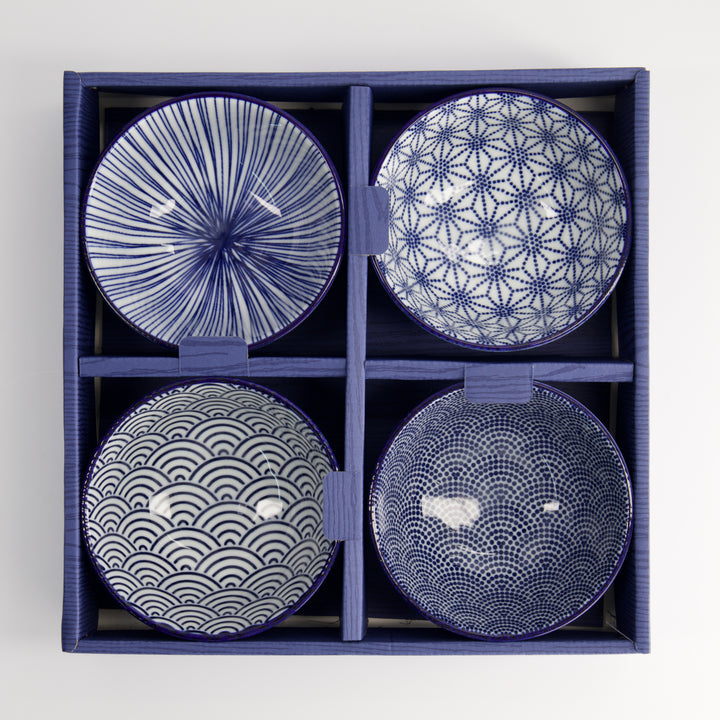 Nippon Blue Rice Bowl 300 ml Gift Set of 4