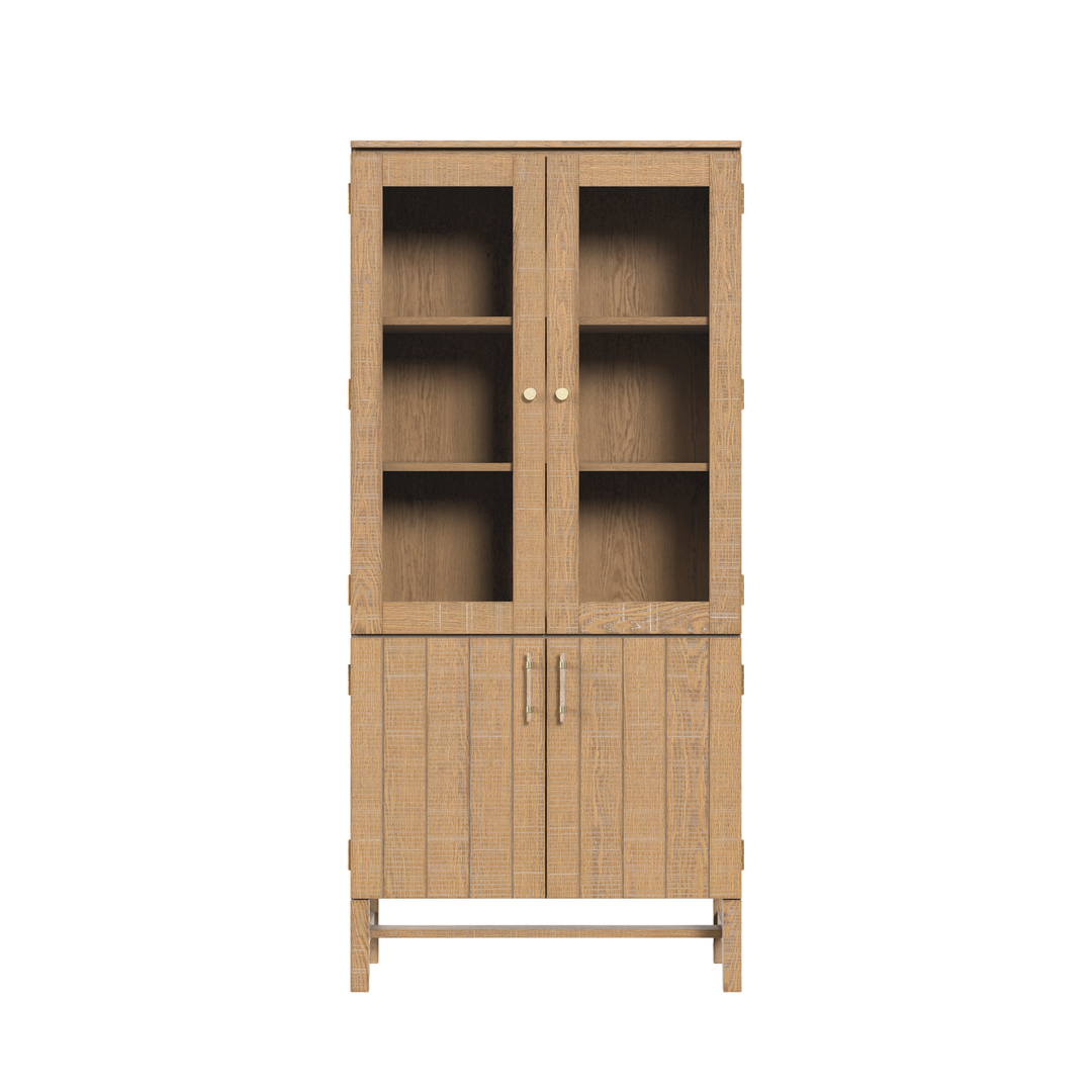 Braystone Washed Oak 4 Door Glazed Cabinet