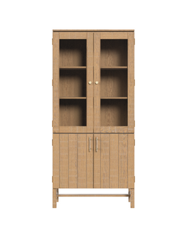 Braystone Washed Oak 4 Door Glazed Cabinet