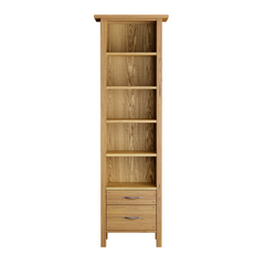 Milton Oak 2 Drawer Single Bookcase