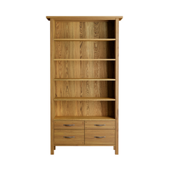Milton Oak 4 Drawer Single Bookcase