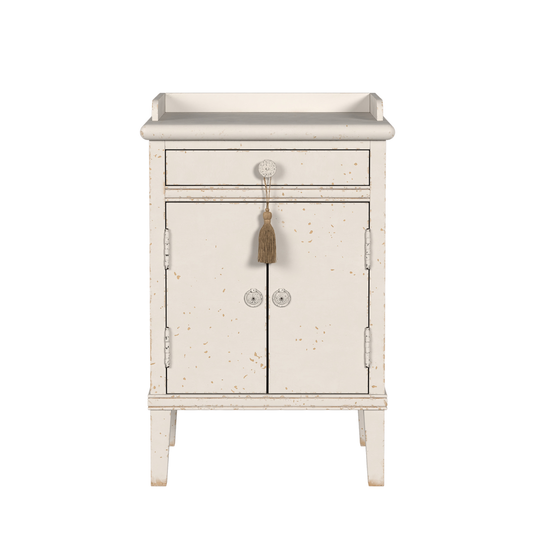 Annaside Antique White 2 Door 1 Drawer Bedside Cabinet