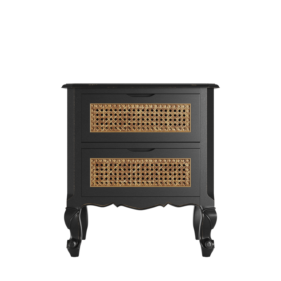 Montpellier Black 2 Drawer Bedside Chest