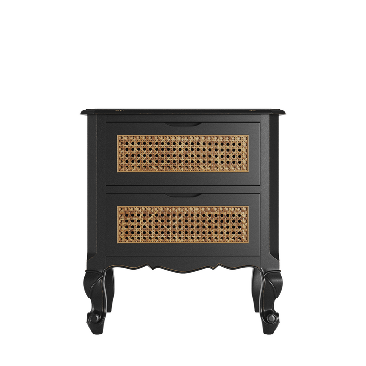 Montpellier Black 2 Drawer Bedside Chest