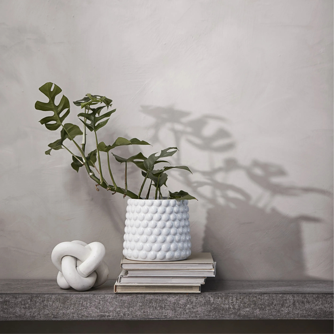 Dotsie White Ceramic Flower Pot
