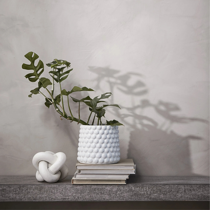 Dotsie White Ceramic Flower Pot